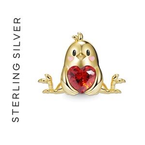🌟 14K Gold Plated Yellow Chicken Gemstone Charm